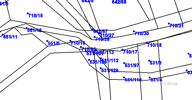 Parcela st. 531/113 v KÚ Zdislavice, Katastrální mapa