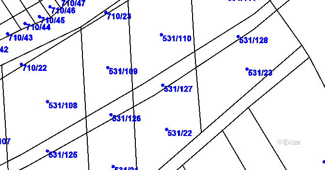 Parcela st. 531/127 v KÚ Zdislavice, Katastrální mapa