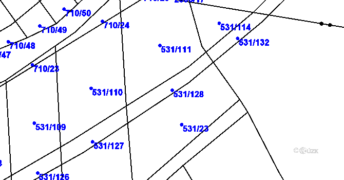 Parcela st. 531/128 v KÚ Zdislavice, Katastrální mapa