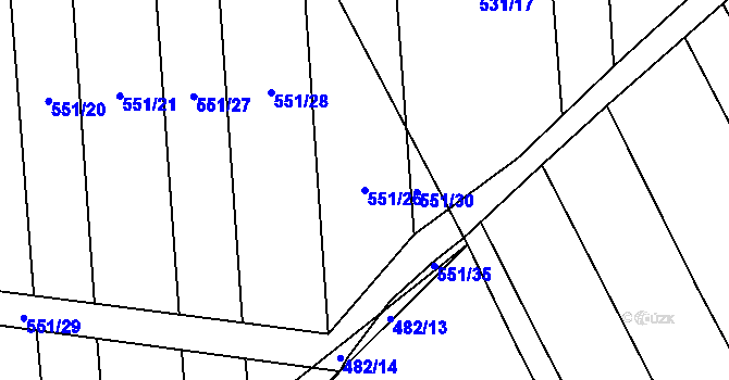 Parcela st. 551/26 v KÚ Zdislavice, Katastrální mapa