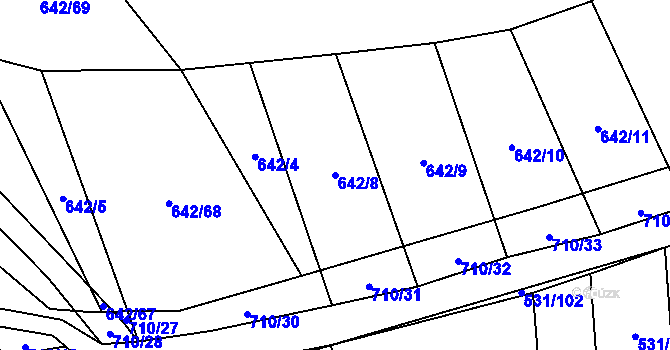 Parcela st. 642/8 v KÚ Zdislavice, Katastrální mapa