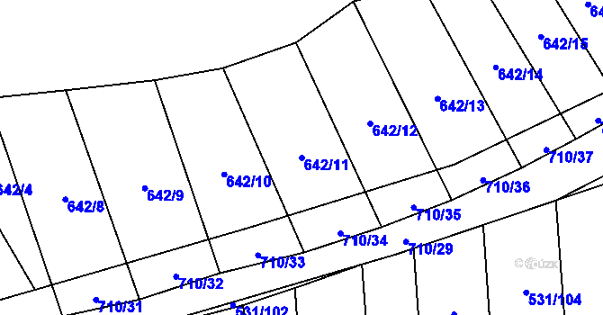 Parcela st. 642/11 v KÚ Zdislavice, Katastrální mapa