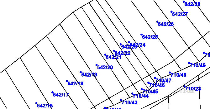 Parcela st. 642/21 v KÚ Zdislavice, Katastrální mapa