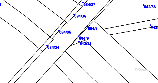 Parcela st. 642/34 v KÚ Zdislavice, Katastrální mapa