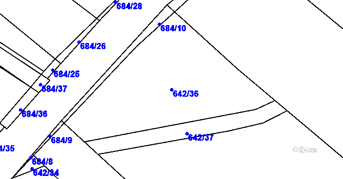 Parcela st. 642/36 v KÚ Zdislavice, Katastrální mapa