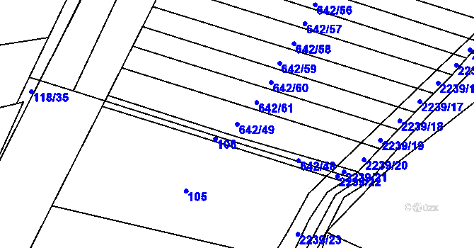 Parcela st. 642/49 v KÚ Zdislavice, Katastrální mapa