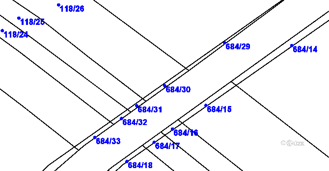 Parcela st. 684/30 v KÚ Zdislavice, Katastrální mapa