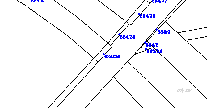 Parcela st. 684/34 v KÚ Zdislavice, Katastrální mapa
