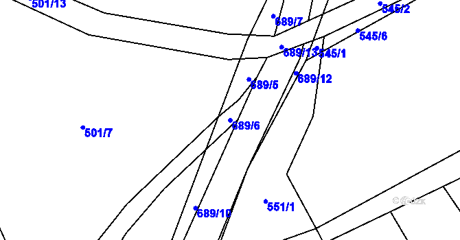 Parcela st. 689/6 v KÚ Zdislavice, Katastrální mapa