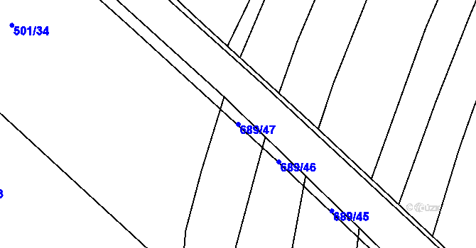 Parcela st. 689/47 v KÚ Zdislavice, Katastrální mapa