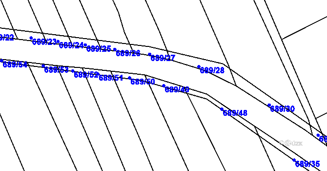 Parcela st. 689/49 v KÚ Zdislavice, Katastrální mapa