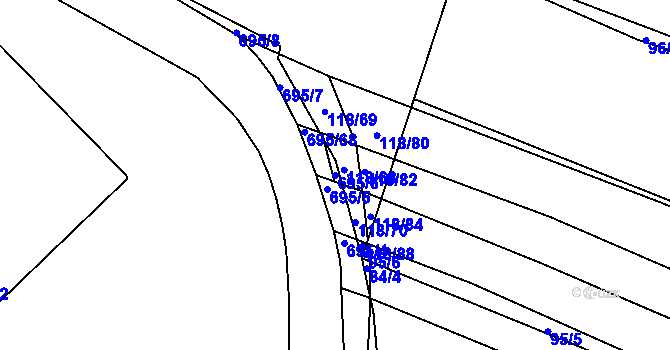 Parcela st. 695/6 v KÚ Zdislavice, Katastrální mapa