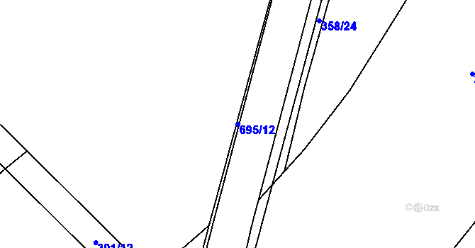 Parcela st. 695/12 v KÚ Zdislavice, Katastrální mapa