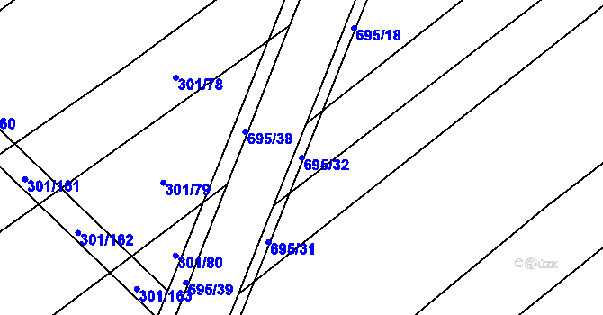 Parcela st. 695/32 v KÚ Zdislavice, Katastrální mapa