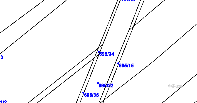 Parcela st. 695/34 v KÚ Zdislavice, Katastrální mapa