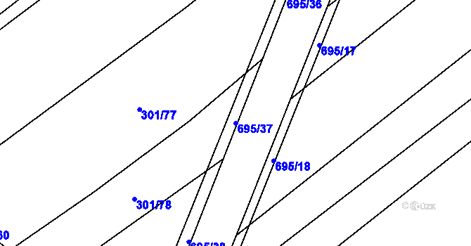 Parcela st. 695/37 v KÚ Zdislavice, Katastrální mapa