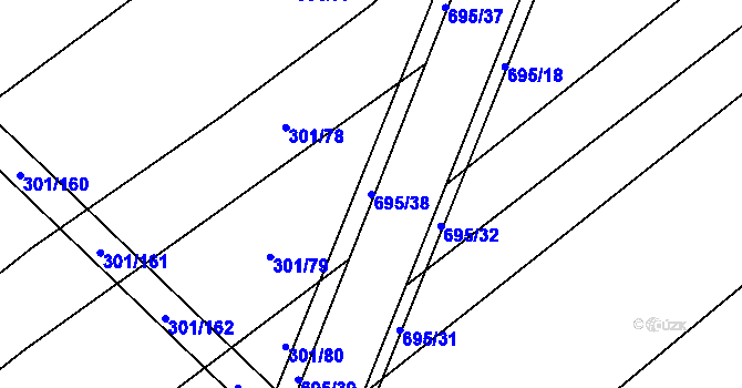 Parcela st. 695/38 v KÚ Zdislavice, Katastrální mapa