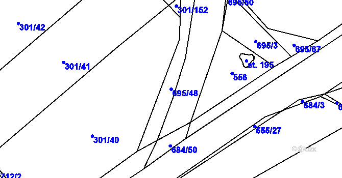 Parcela st. 695/48 v KÚ Zdislavice, Katastrální mapa