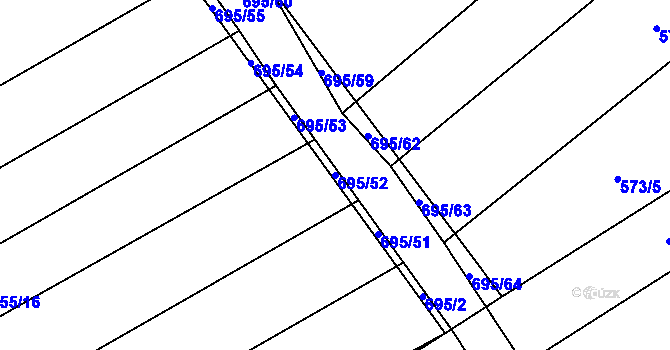 Parcela st. 695/52 v KÚ Zdislavice, Katastrální mapa