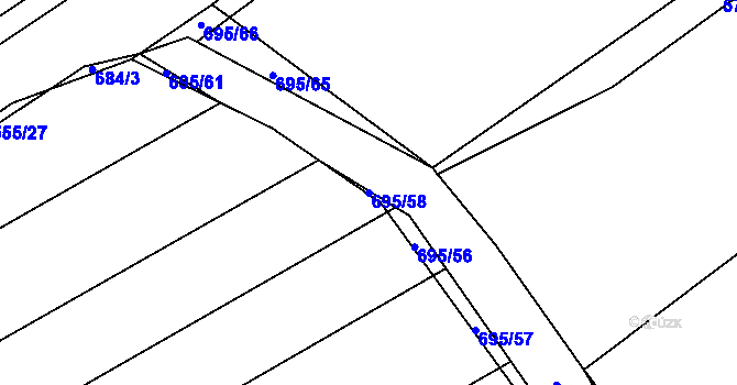 Parcela st. 695/58 v KÚ Zdislavice, Katastrální mapa