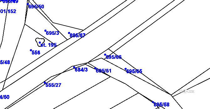 Parcela st. 695/66 v KÚ Zdislavice, Katastrální mapa