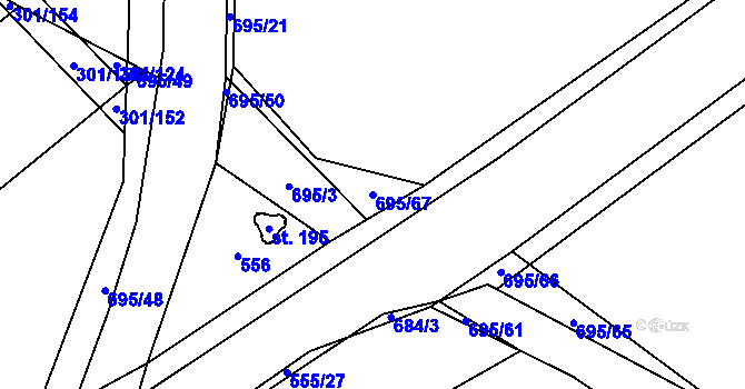 Parcela st. 695/67 v KÚ Zdislavice, Katastrální mapa