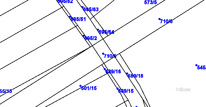 Parcela st. 710/5 v KÚ Zdislavice, Katastrální mapa