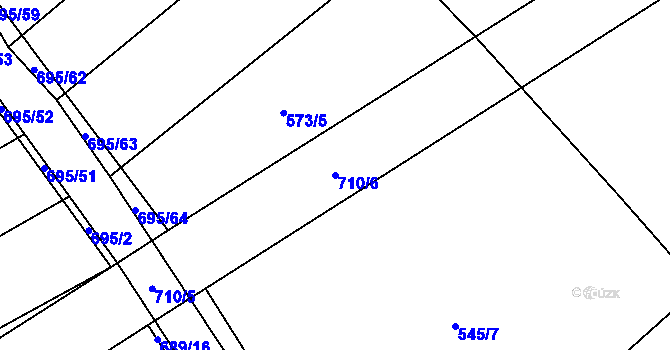 Parcela st. 710/6 v KÚ Zdislavice, Katastrální mapa