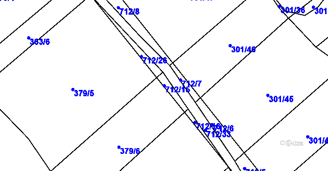 Parcela st. 712/15 v KÚ Zdislavice, Katastrální mapa