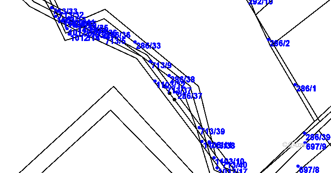 Parcela st. 713/37 v KÚ Zdislavice, Katastrální mapa