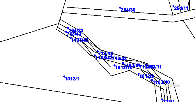 Parcela st. 713/44 v KÚ Zdislavice, Katastrální mapa
