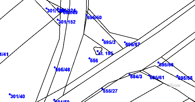 Parcela st. 195 v KÚ Zdislavice, Katastrální mapa
