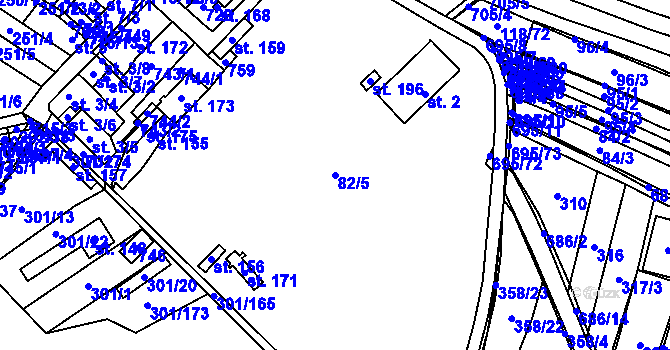 Parcela st. 82/5 v KÚ Zdislavice, Katastrální mapa