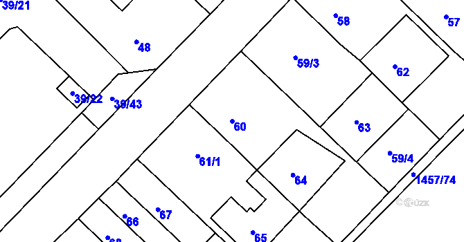 Parcela st. 60 v KÚ Troubsko, Katastrální mapa