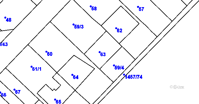 Parcela st. 63 v KÚ Troubsko, Katastrální mapa