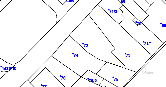 Parcela st. 72 v KÚ Troubsko, Katastrální mapa