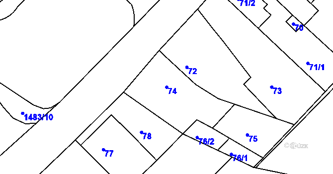 Parcela st. 74 v KÚ Troubsko, Katastrální mapa
