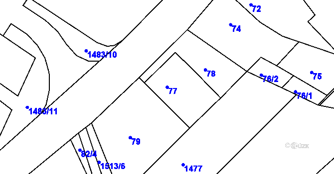 Parcela st. 77 v KÚ Troubsko, Katastrální mapa