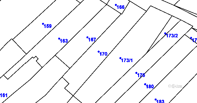 Parcela st. 170 v KÚ Troubsko, Katastrální mapa