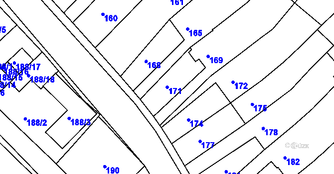 Parcela st. 171 v KÚ Troubsko, Katastrální mapa