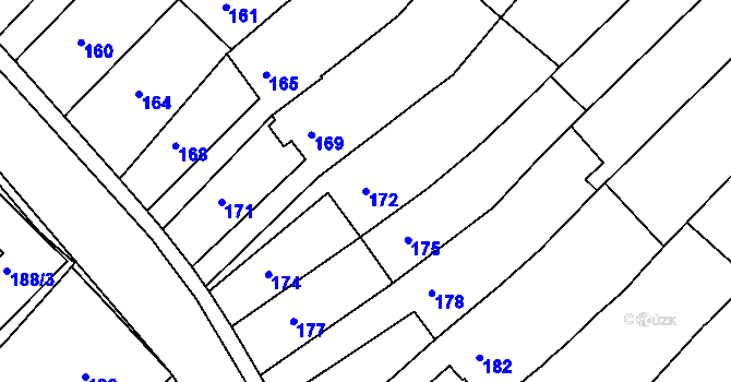 Parcela st. 172 v KÚ Troubsko, Katastrální mapa
