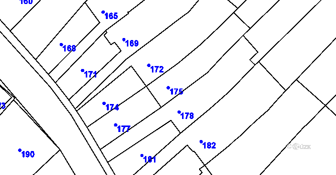 Parcela st. 175 v KÚ Troubsko, Katastrální mapa