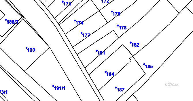 Parcela st. 181 v KÚ Troubsko, Katastrální mapa