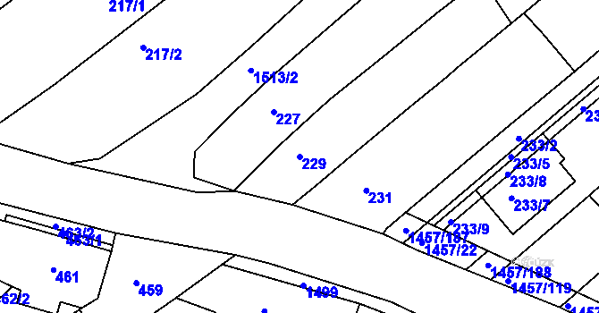 Parcela st. 229 v KÚ Troubsko, Katastrální mapa