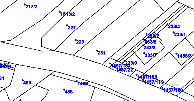Parcela st. 231 v KÚ Troubsko, Katastrální mapa