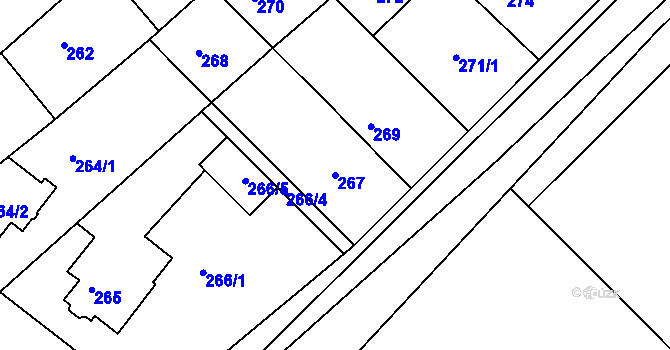 Parcela st. 267 v KÚ Troubsko, Katastrální mapa