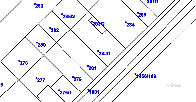 Parcela st. 283/1 v KÚ Troubsko, Katastrální mapa