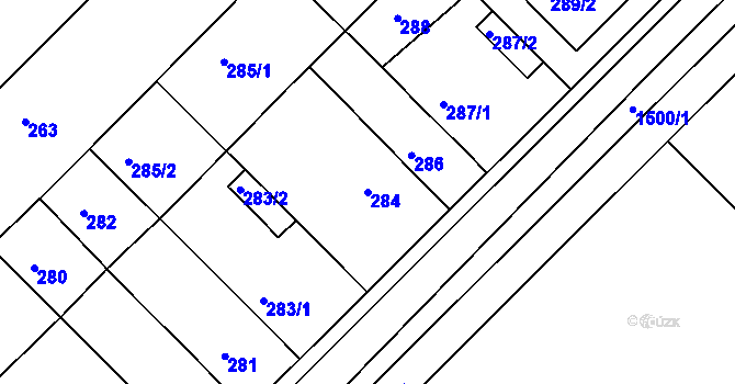 Parcela st. 284 v KÚ Troubsko, Katastrální mapa