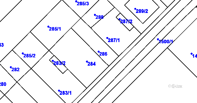 Parcela st. 286 v KÚ Troubsko, Katastrální mapa