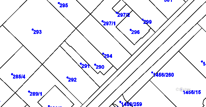 Parcela st. 294 v KÚ Troubsko, Katastrální mapa